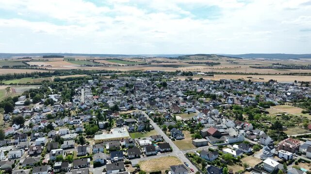 Drone aerial footage of Limburg an der Lahn Lindenholzhausen, Limburg Weilburg district, Hesse, Germany