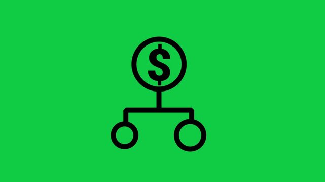 Financial Hierarchy Icon Motion. Animated line icon displaying an organizational chart topped with a dollar sign symbol representing corporate finance structure.