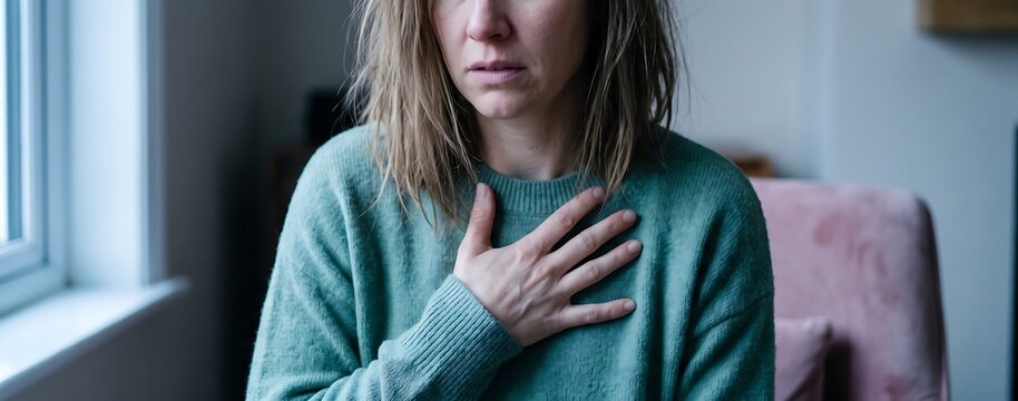 Woman suffering from anxiety and panic attack feeling overwhelmed and stressful with overwhelmed, depression