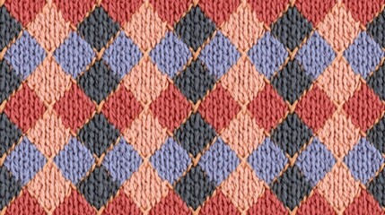 Fototapeta premium Lavender and gray diamonds with thin cross-stitch accent lines