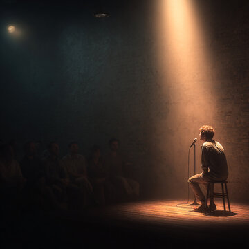 Stand-up comedian on stage at a comedy club
