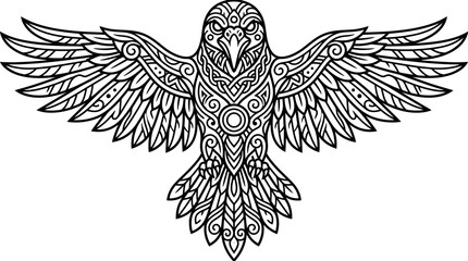 Obraz premium Intricate raven bird design ornamental tattoo style