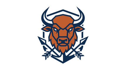 Obraz premium Buffalo head emblem with arrows and shield