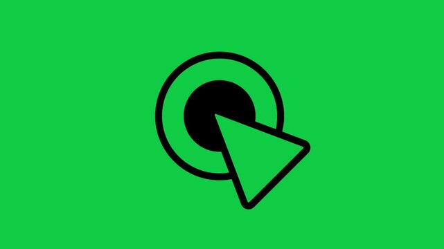 Target Cursor Pointer Icon Motion. Animated line icon displaying mouse cursor aiming at target circle, suitable for user interface, action, and conversion.