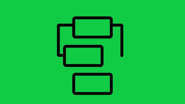Workflow Diagram Icon Motion. Animated line icon of connected flowchart blocks representing business processes, system architecture, data hierarchy, and operational workflow.
