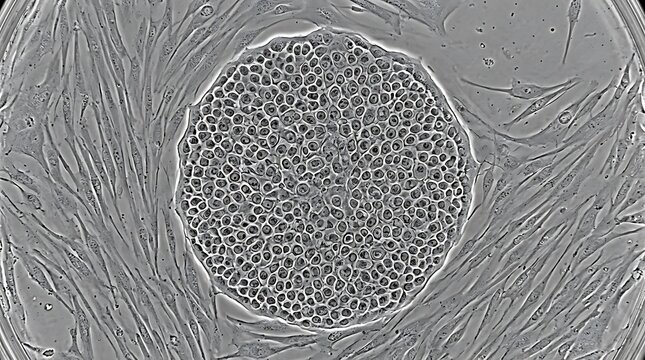 Human induced pluripotent stem cell colony in a laboratory petri dish