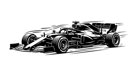 Fototapeta premium Silhouette Illustration of a Formula 1 Race Car in High-Speed Motion