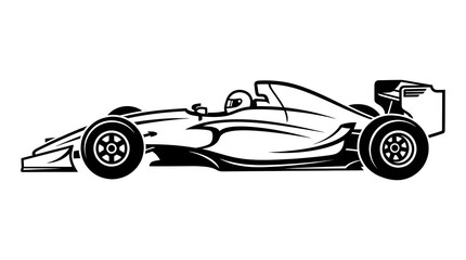 Fototapeta premium Stylized vector illustration of a Formula 1 racing car in profile view