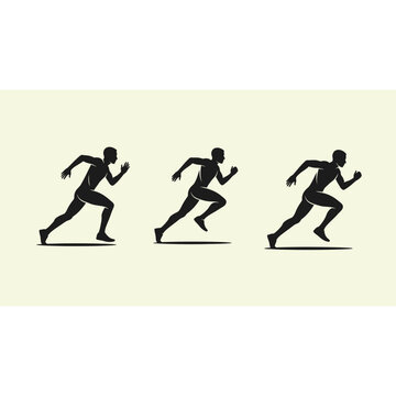 Male runner athlete silhouette in running sequence