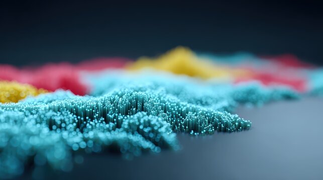 Abstract colorful fiber optic data landscape and network