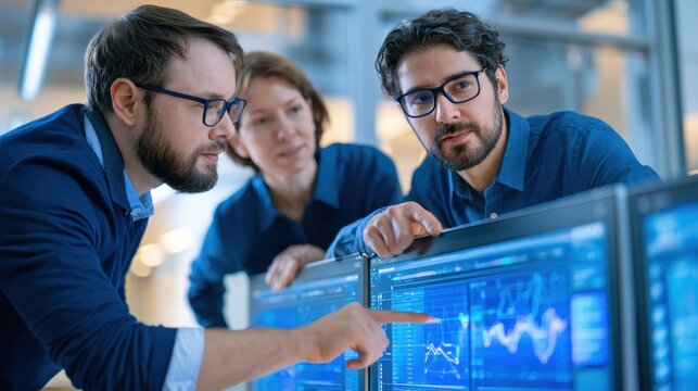 Diverse IT professionals collaborating on data analytics