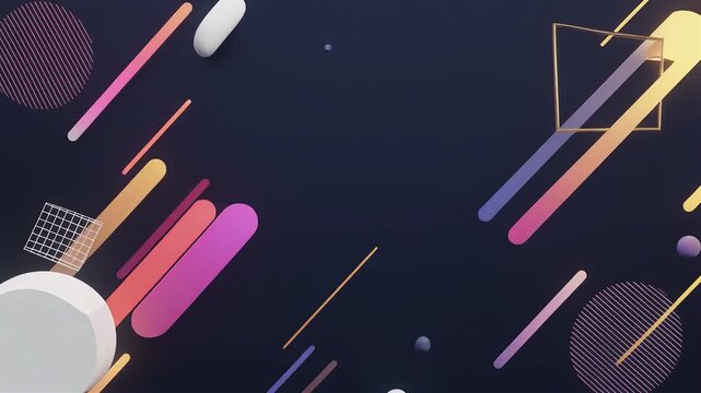 Abstract geometric shapes motion background with dark theme