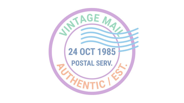 Vintage Pastel Mail Rubber Stamp Postmark with 24 Oct 1985 Date Isolated on White Background