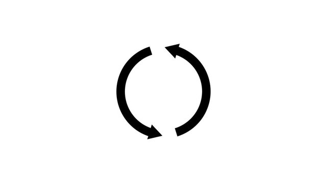 Circular arrow rotates counterclockwise across a white background in a looping animation rotating animation geometric minimal motion graphic symbol