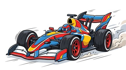 Fototapeta premium Vector illustration of a colorful race car speeding on a track