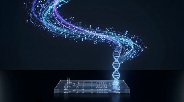 Lab on a chip device generating dna and data particles