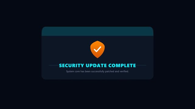 Security update completion notification with checkmark icon.