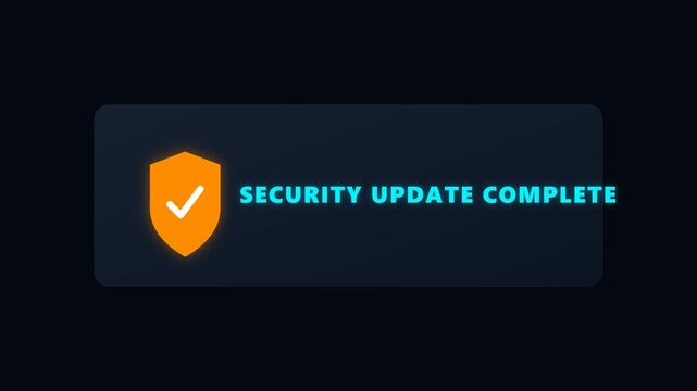 Shield icon with checkmark indicating security update completion.