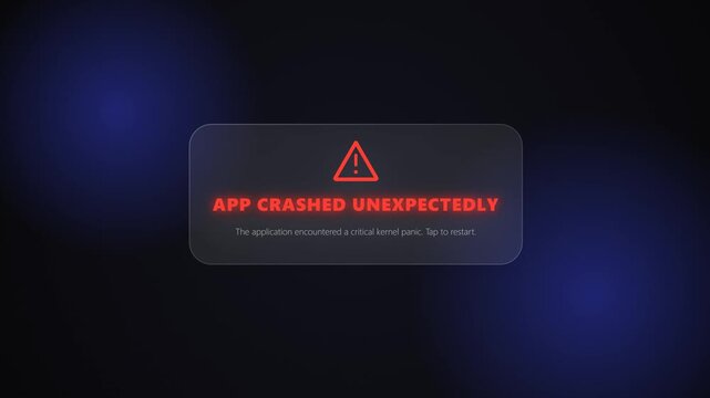 Red error message on dark background indicating app crash.