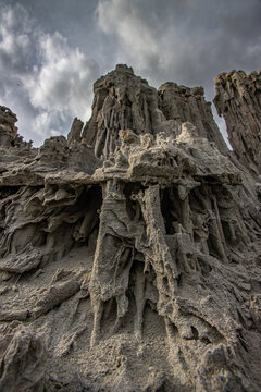 Vertical image of the tufa towers along the western shore of Mono Lake near the town of Lee Vining, California 