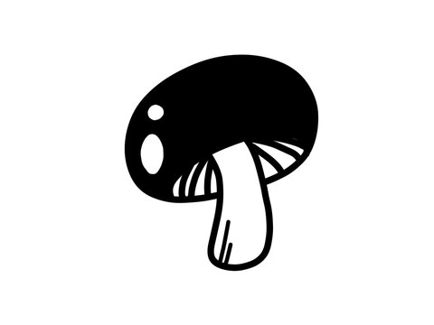 Hand drawn shiitake mushroom, simple vegetable icon, black