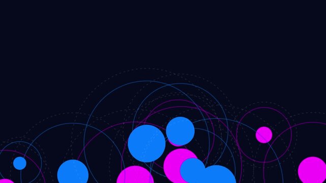 Abstract background with blue and pink circles and thin lines