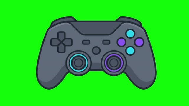 gamepad controller vector animation isolated on bright green background screen