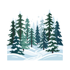 Obraz premium Winter Forest Landscape with Snowy Pine Trees