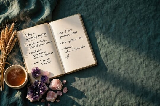 Journaling and Crystals: Self-Care and Mindfulness Flat Lay