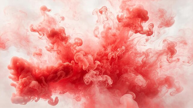 red smoke plume abstract background white backdrop stock video