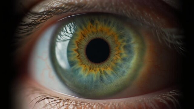 Extreme macro footage of a single beautiful healthy human olive-green iris for world sight day