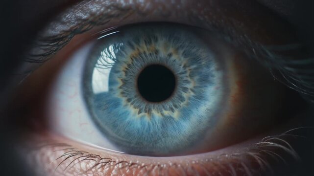 Extreme macro footage of a single beautiful healthy human steel-blue iris for world sight day