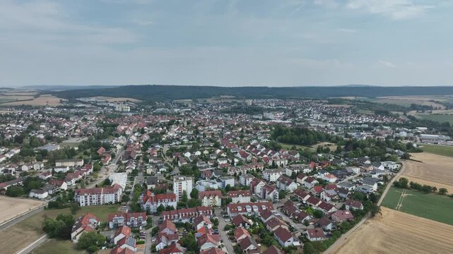 Aerial drone footage of Eppingen in the Heilbronn District of Baden W&uuml;rttemberg, Germany