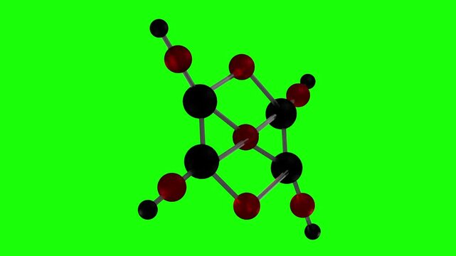 Glucose Molecular Structure Floating in Microscopic World - Green Screen