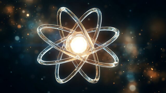 Futuristic Atomic Energy Concept with Glowing Atomic Structure for Quantum Physics and Advanced Science