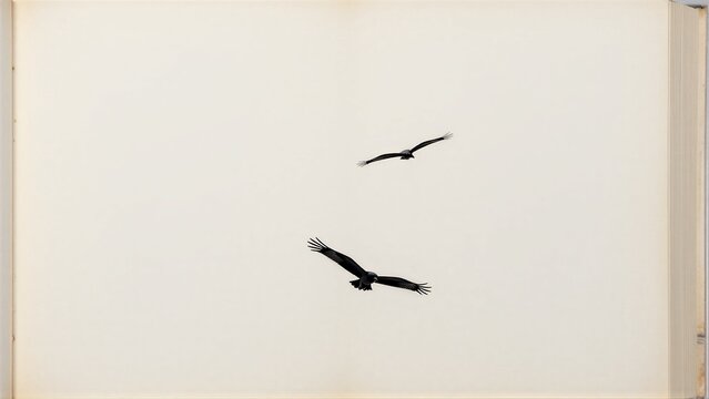 A lone eagle soars gracefully across a vast, minimalist sky.
