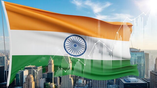 india flag on the wind