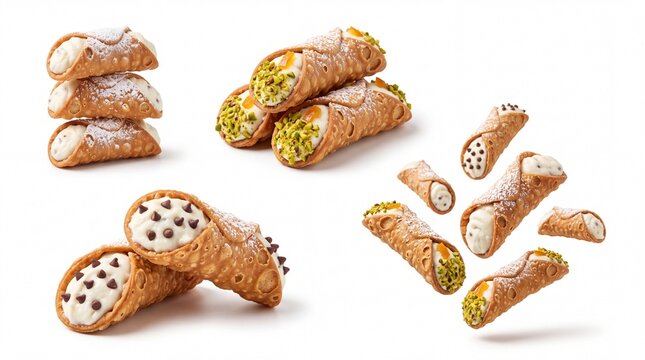 Fresh italian cannoli pastries with sweet cream filling