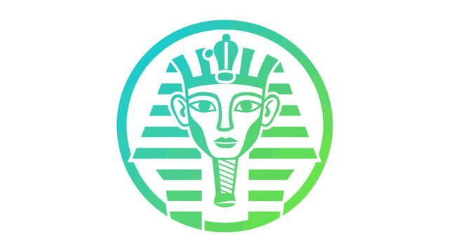 Teal geometric Egyptian Pharaoh head circular icon.