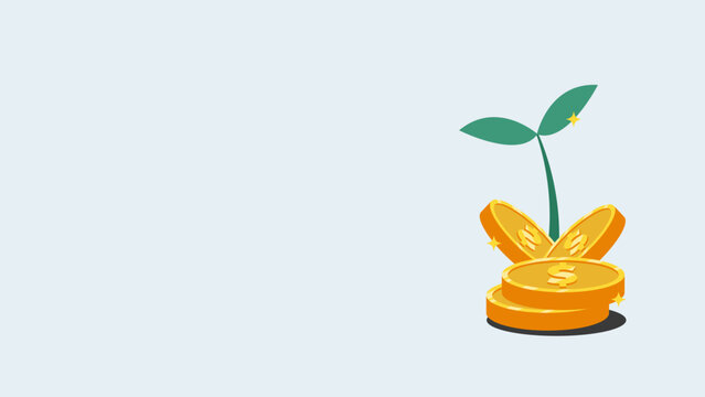 Investment background for finance presentation with growth money and copy space area