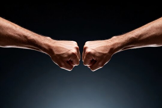 Two clenched fists in confrontation