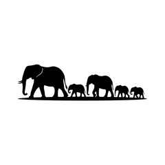 Elephant family walking silhouette vector illustration © Md CF ID #17860857