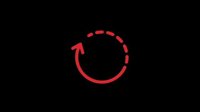 Minimalist red circular arrow marker icon representing a loading or refresh process.