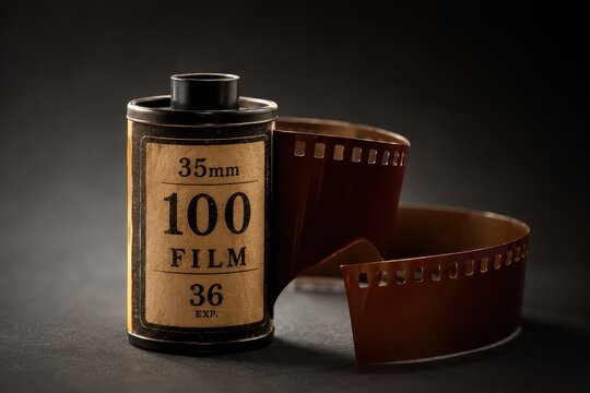 35mm film roll and canister, vintage photography