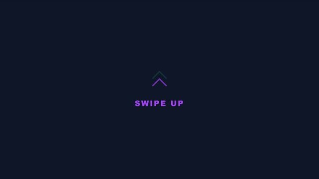 Animated swipe up call to action button with pulsing arrows for social media marketing and digital engagement animation 4k
