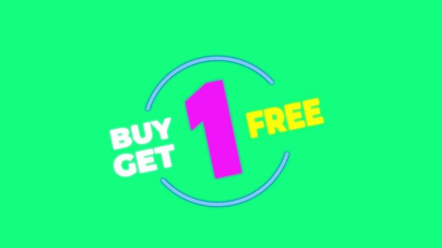 Buy 1 Get 1 Free Animation Sale Offer Text with Black and Green Screen Background Versions