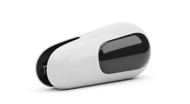 Futuristic sleek white and black modern electronic device or gadget isolated on a clean white background