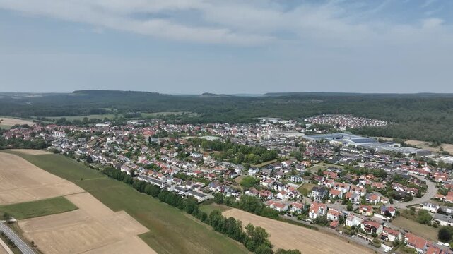 Aerial drone footage of &Ouml;tisheim in the Enzkreis district of Baden W&uuml;rttemberg, Germany