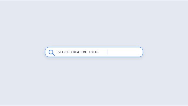 Search creative ideas bar animation with blinking cursor on minimalist 4k background