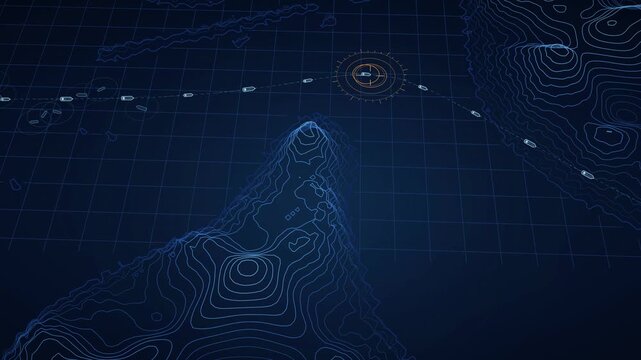 Strait of Hormuz Navigation Map, Maritime Transit Tracking, Seamless Loop, Contour Lines, Oceanic Route Visualization, Geospatial Mapping, Shipping Lane Monitoring, Maritime Security